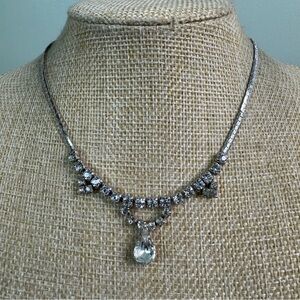 Art Deco Rhinestone Choker Necklace Signed ENCO Vintage 1950’s Swag Era 14 Inch